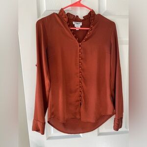 Express Terracotta Ruffled Blouse